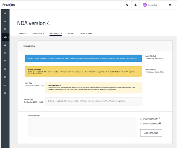 Contract Discussion Tracking